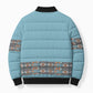 African Ndebele Traditional Attire Bomber Puffer Jacket Blue Ndebele Stripe