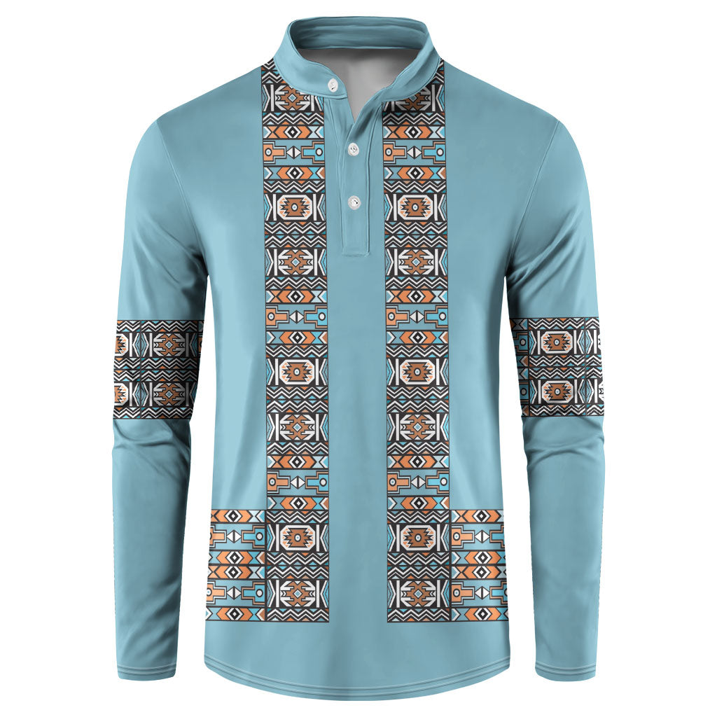 African Ndebele Traditional Attire Button Sweatshirt Blue Ndebele Stripe