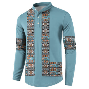African Ndebele Traditional Attire Button Sweatshirt Blue Ndebele Stripe