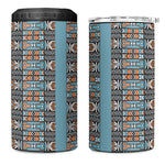 African Ndebele Traditional Attire 4 in 1 Can Cooler Tumbler Blue Ndebele Stripe