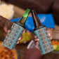 African Ndebele Traditional Attire 4 in 1 Can Cooler Tumbler Blue Ndebele Stripe