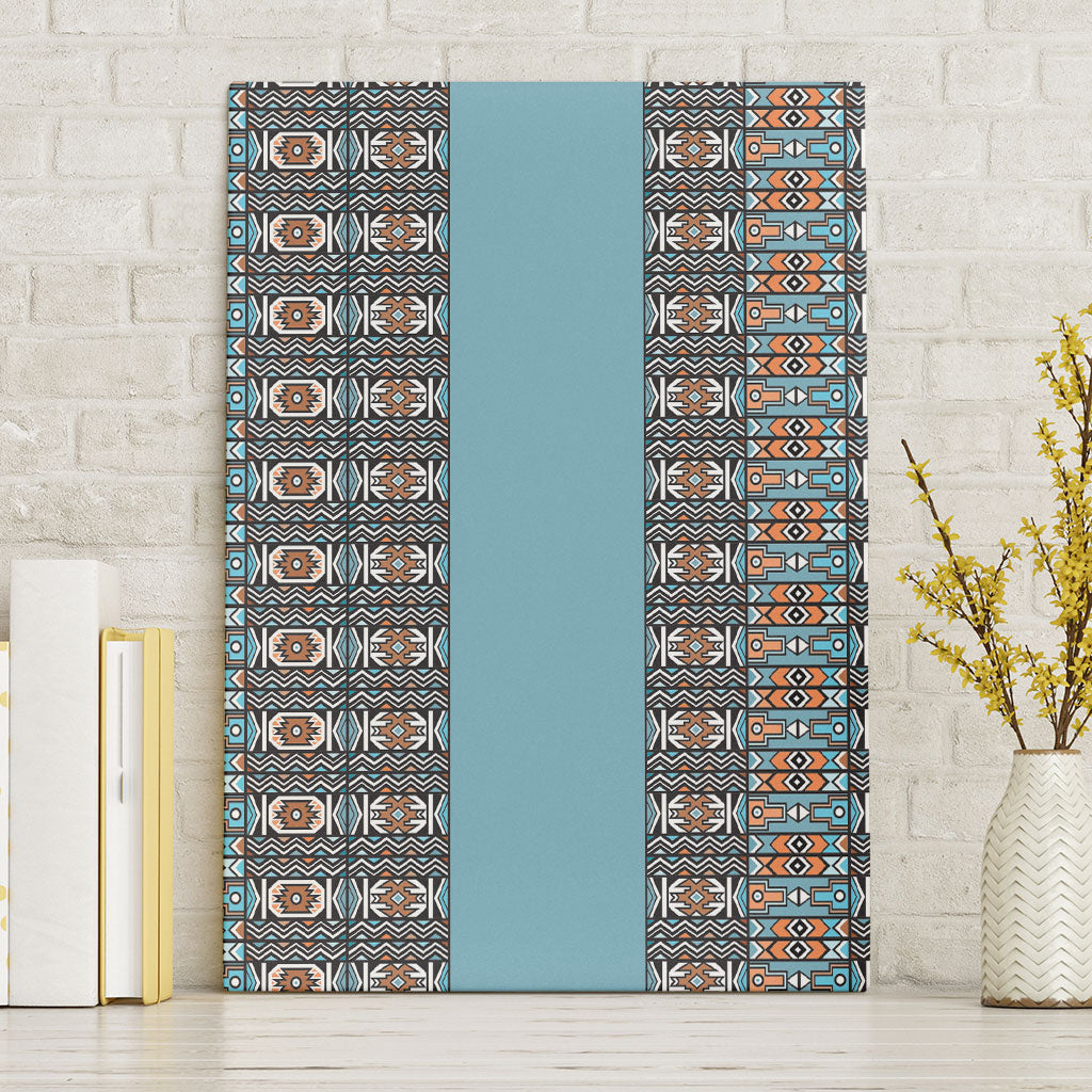 African Ndebele Traditional Attire Canvas Wall Art Blue Ndebele Stripe