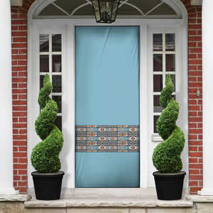 African Ndebele Traditional Attire Door Cover Blue Ndebele Stripe
