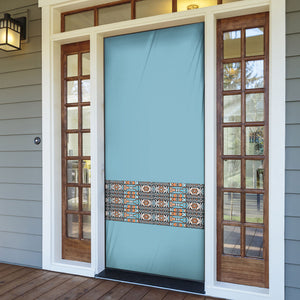 African Ndebele Traditional Attire Door Cover Blue Ndebele Stripe