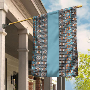 African Ndebele Traditional Attire Garden Flag Blue Ndebele Stripe