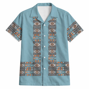 African Ndebele Traditional Attire Hawaiian Shirt Blue Ndebele Stripe