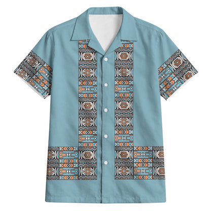 African Ndebele Traditional Attire Hawaiian Shirt Blue Ndebele Stripe