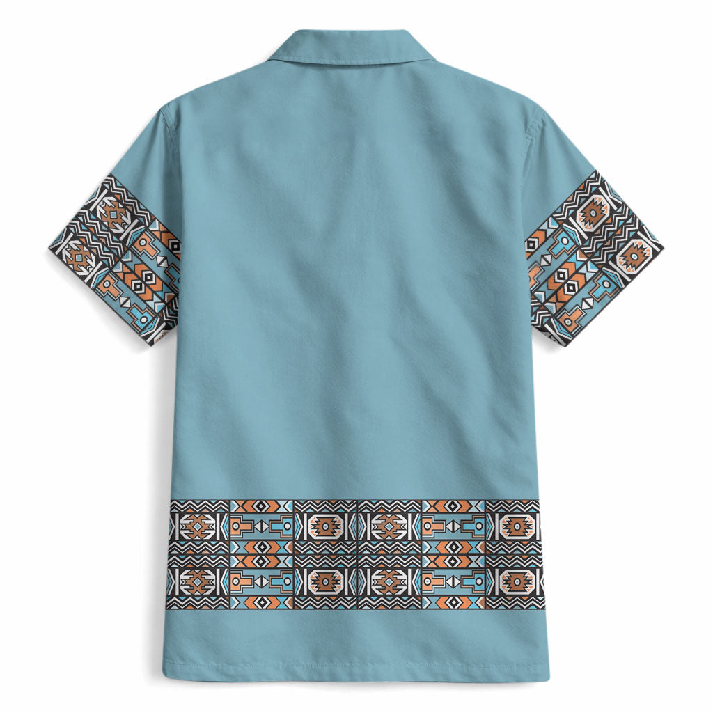 African Ndebele Traditional Attire Hawaiian Shirt Blue Ndebele Stripe