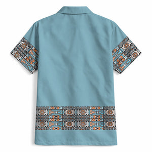 African Ndebele Traditional Attire Hawaiian Shirt Blue Ndebele Stripe