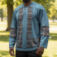 African Ndebele Traditional Attire Hockey Jersey Blue Ndebele Stripe