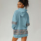 African Ndebele Traditional Attire Hoodie Dress Blue Ndebele Stripe
