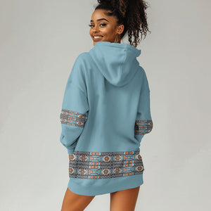 African Ndebele Traditional Attire Hoodie Dress Blue Ndebele Stripe