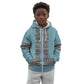 African Ndebele Traditional Attire Kid Hoodie Blue Ndebele Stripe