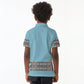 African Ndebele Traditional Attire Kid Polo Shirt Blue Ndebele Stripe