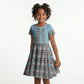 African Ndebele Traditional Attire Kid Short Sleeve Dress Blue Ndebele Stripe