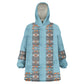 African Ndebele Traditional Attire Kid Wearable Blanket Hoodie Blue Ndebele Stripe