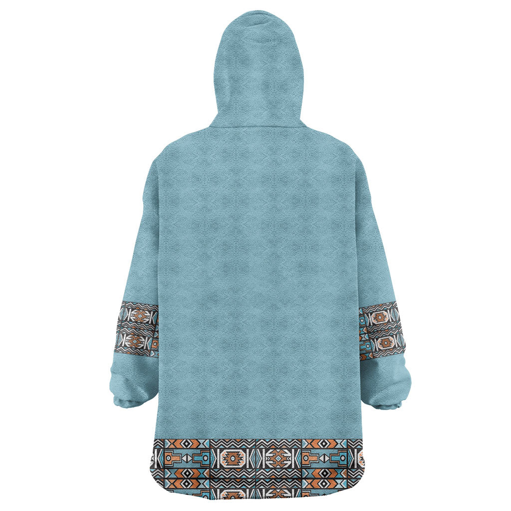African Ndebele Traditional Attire Kid Wearable Blanket Hoodie Blue Ndebele Stripe