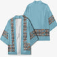 African Ndebele Traditional Attire Kimono Blue Ndebele Stripe