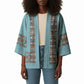 African Ndebele Traditional Attire Kimono Blue Ndebele Stripe