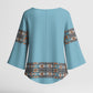 African Ndebele Traditional Attire Kimono Sleeve Blouse Blue Ndebele Stripe