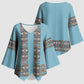 African Ndebele Traditional Attire Kimono Sleeve Blouse Blue Ndebele Stripe