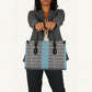 African Ndebele Traditional Attire Leather Bag Blue Ndebele Stripe