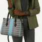 African Ndebele Traditional Attire Leather Bag Blue Ndebele Stripe