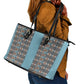 African Ndebele Traditional Attire Leather Tote Bag Blue Ndebele Stripe