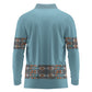 African Ndebele Traditional Attire Long Sleeve Polo Shirt Blue Ndebele Stripe
