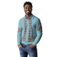African Ndebele Traditional Attire Long Sleeve Polo Shirt Blue Ndebele Stripe