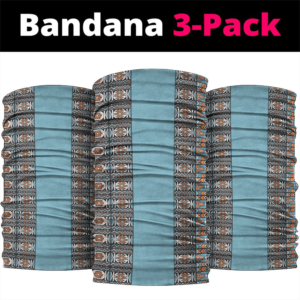African Ndebele Traditional Attire Neck Gaiter Blue Ndebele Stripe