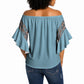 African Ndebele Traditional Attire Off Shoulder Wrap Waist Top Blue Ndebele Stripe