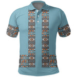 African Ndebele Traditional Attire Polo Shirt Blue Ndebele Stripe