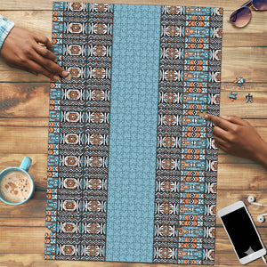 African Ndebele Traditional Attire Puzzle Blue Ndebele Stripe