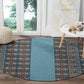 African Ndebele Traditional Attire Round Carpet Blue Ndebele Stripe