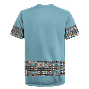 African Ndebele Traditional Attire Rugby Jersey Blue Ndebele Stripe
