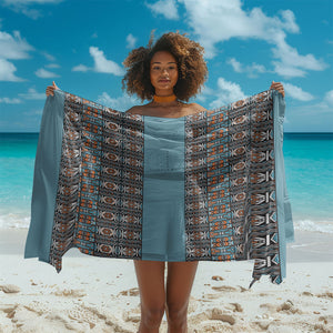 African Ndebele Traditional Attire Sarong Blue Ndebele Stripe