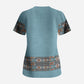 African Ndebele Traditional Attire Scrub Top Blue Ndebele Stripe