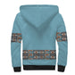 African Ndebele Traditional Attire Sherpa Hoodie Blue Ndebele Stripe