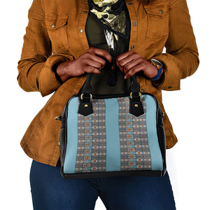 African Ndebele Traditional Attire Shoulder Handbag Blue Ndebele Stripe