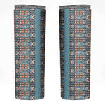 African Ndebele Traditional Attire Skinny Tumbler Blue Ndebele Stripe