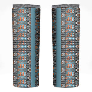 African Ndebele Traditional Attire Skinny Tumbler Blue Ndebele Stripe