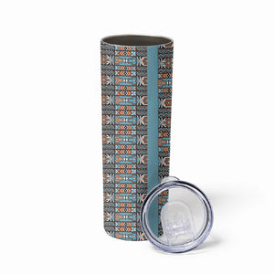 African Ndebele Traditional Attire Skinny Tumbler Blue Ndebele Stripe