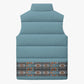 African Ndebele Traditional Attire Sleeveless Puffer Jacket Blue Ndebele Stripe