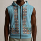 African Ndebele Traditional Attire Sleeveless Zip Hoodie Blue Ndebele Stripe