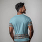 African Ndebele Traditional Attire T shirt Blue Ndebele Stripe