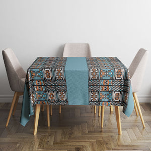 African Ndebele Traditional Attire Tablecloth Blue Ndebele Stripe