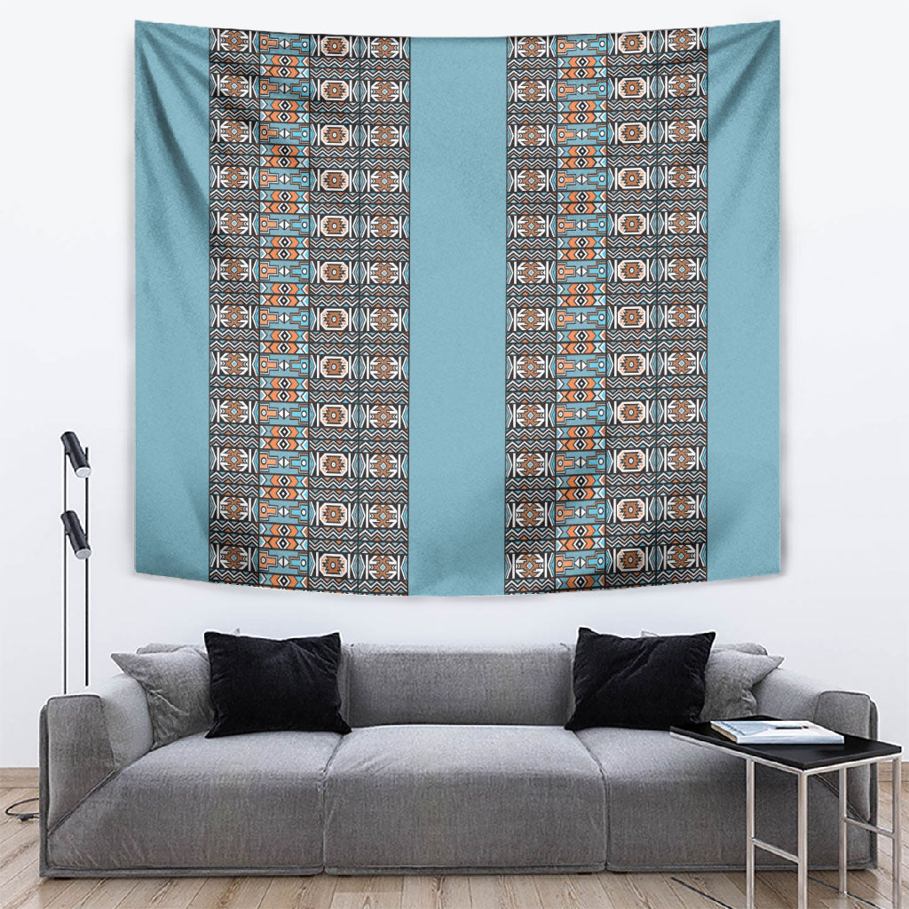 African Ndebele Traditional Attire Tapestry Blue Ndebele Stripe