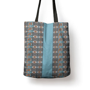 African Ndebele Traditional Attire Tote Bag Blue Ndebele Stripe