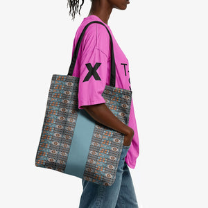 African Ndebele Traditional Attire Tote Bag Blue Ndebele Stripe